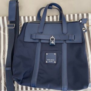 Henri Bendel Navy Nylon and Leather mini Jetsetter Convertible backpack